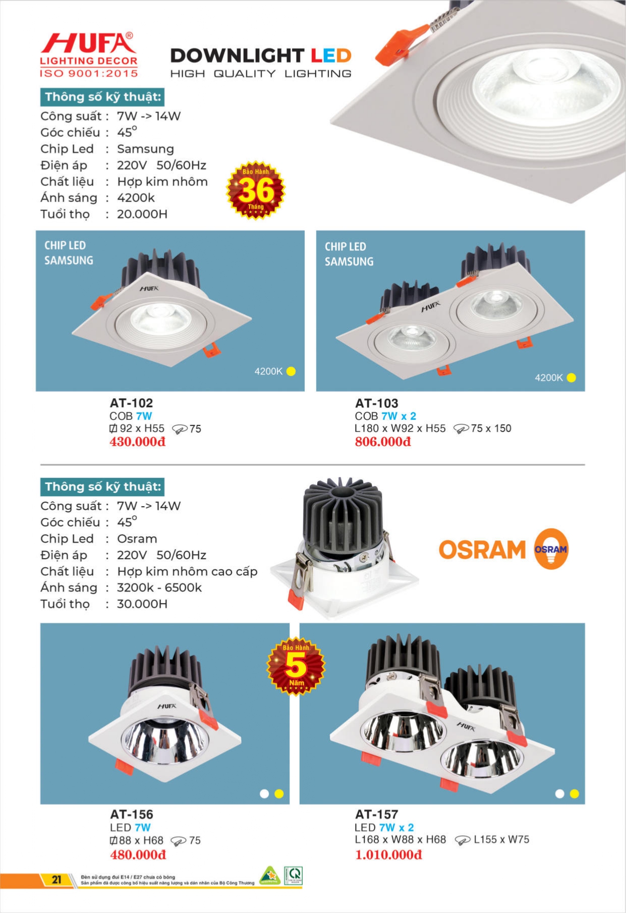 Bảng giá đèn LED HUFA 2026